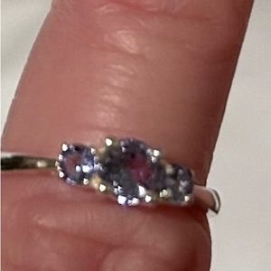 3 Stone Iolite & Sterling Silver Ring